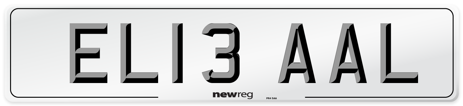 EL13 AAL Number Plate from New Reg